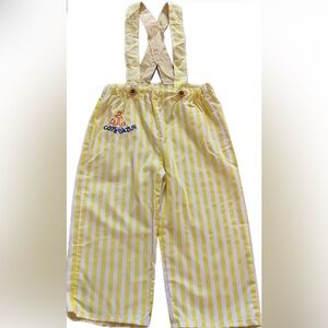 Vintage Yellow and White Striped Kids Overalls